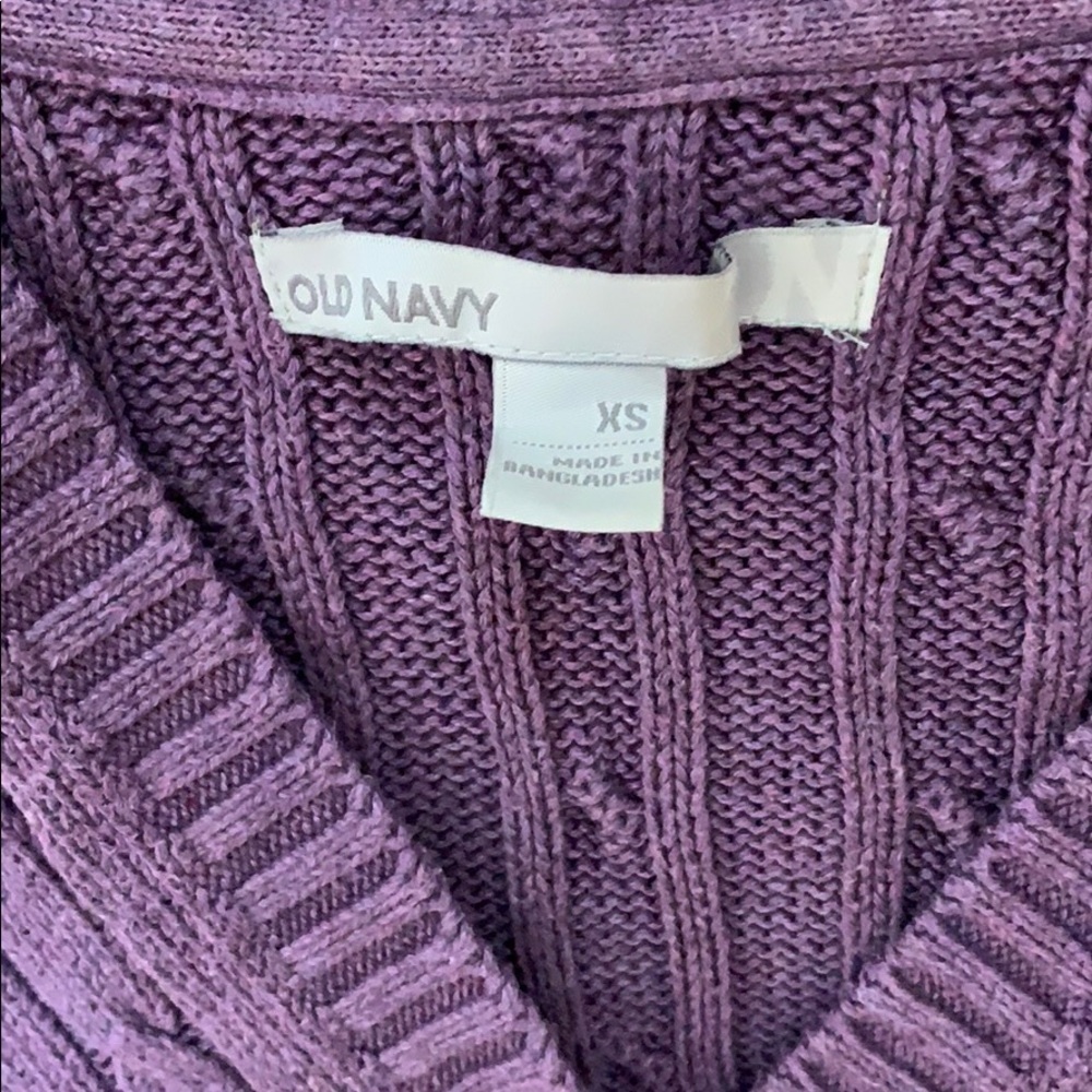 Old Navy Purple Cable Knit Hoodie XS - Picture 2 of 4